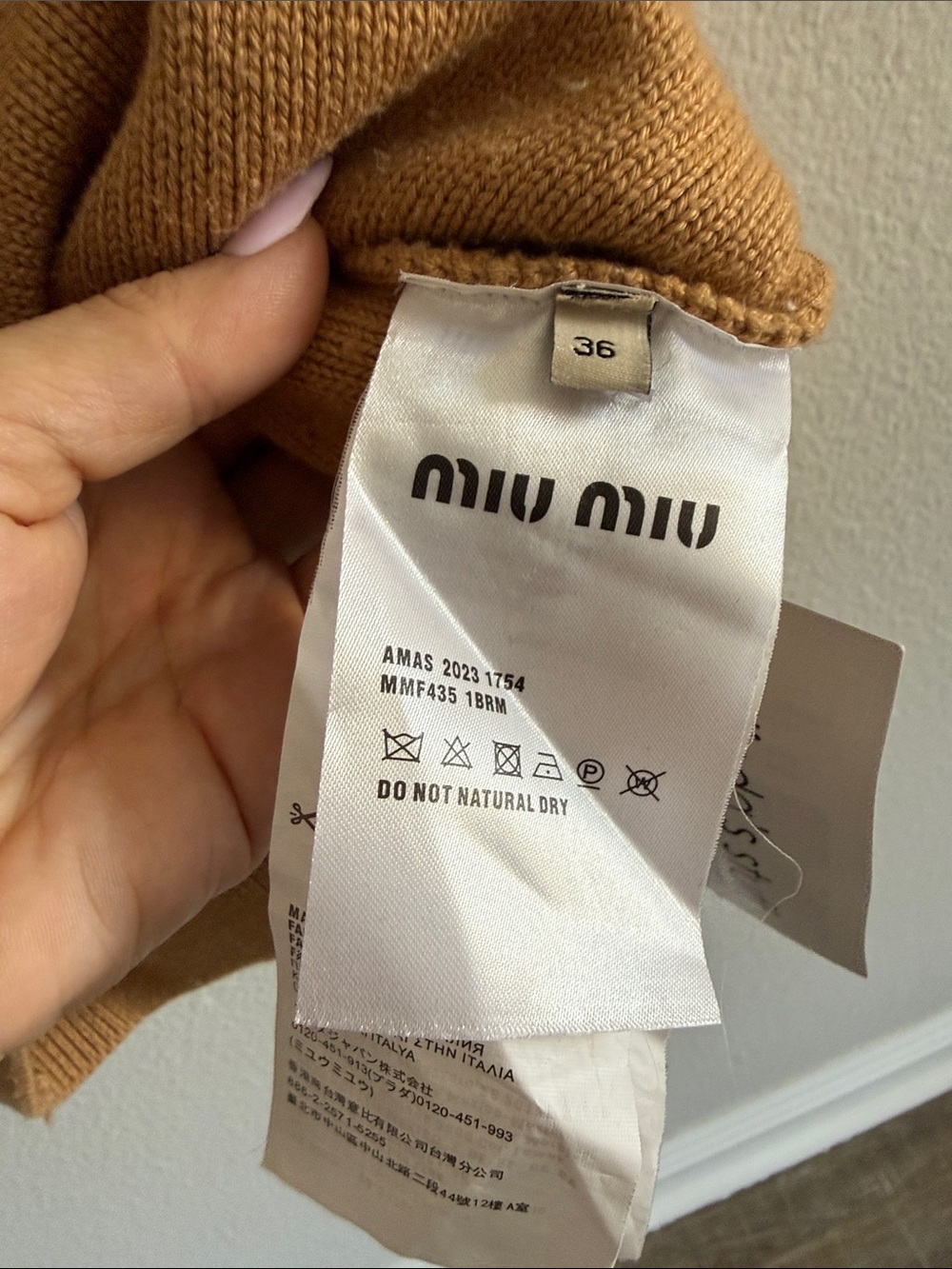 Miu Miu Camel Logo Wool-blend V-neck Cardigan - Picture 4 of 14